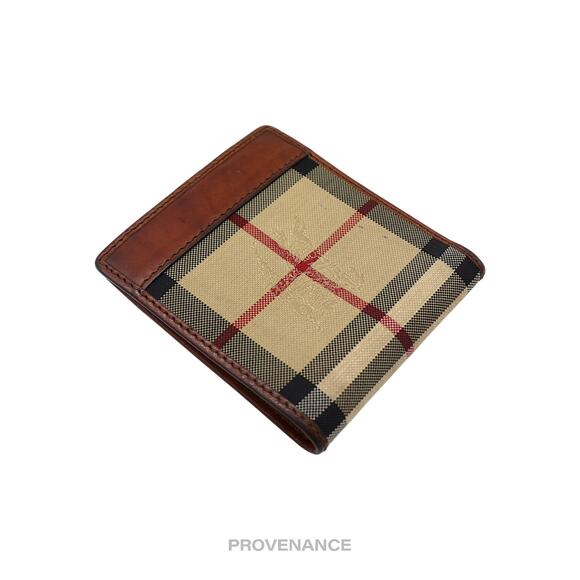 🔴 Burberry Nova Check Canvas Bifold Wallet - Brown Leather - Picture 7 of 8
